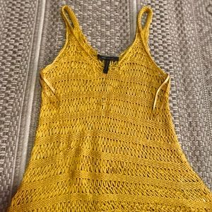 Woven mustard yellow sweater tank top